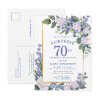 Blue White Gold Floral 70th Surprise Birthday