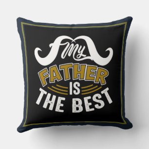 Blue White Gold Typography Happy Fathers Day Cushion