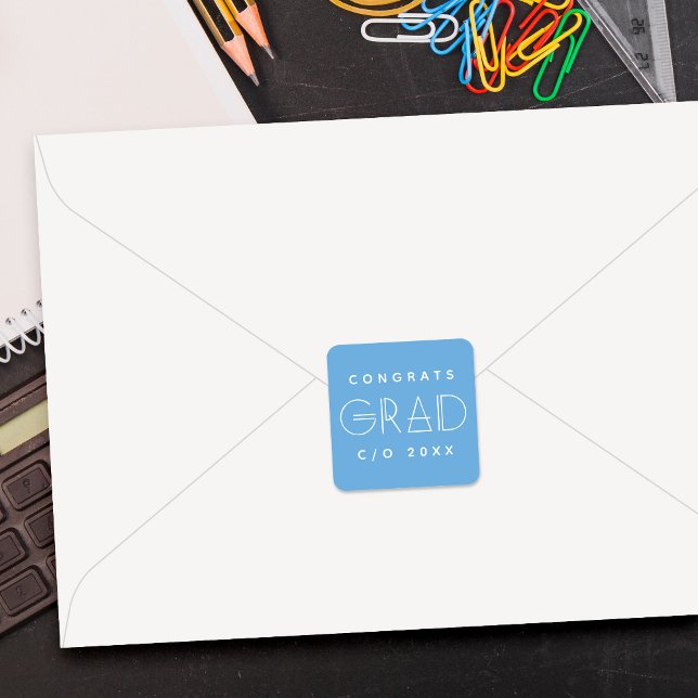Blue White Grad Typography Graduation Sticker (Creator Uploaded)