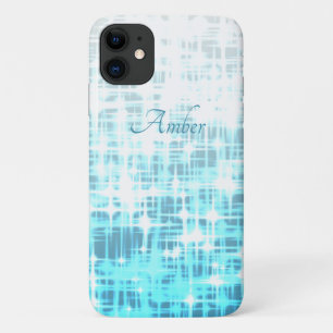 Blue White Gradient Glow Sparkles Personalised iPhone 11 Case