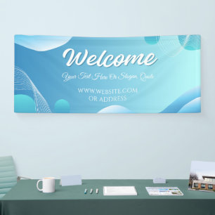 Blue White Gradient Modern Welcome Event Display Banner