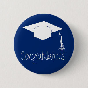 Blue White Graduate Simple Modern 6 Cm Round Badge