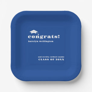 Blue White Graduation Party Paper Plate