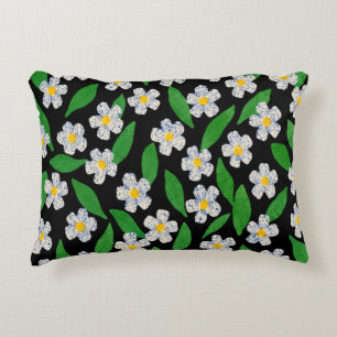 Blue White Green Floral Decorative Cushion