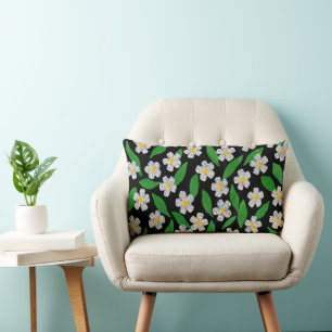 Blue White Green Floral  Lumbar Cushion
