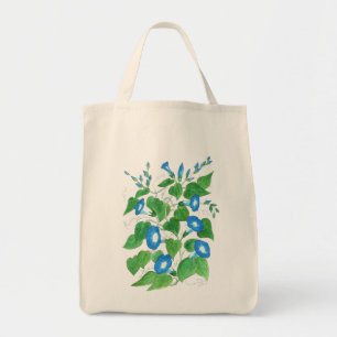 Blue, White, Green Tote Bag, Morning Glories Bag