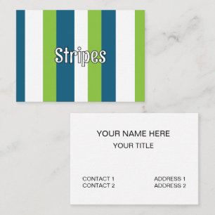 Blue White Green Vertical Stripes Business Card