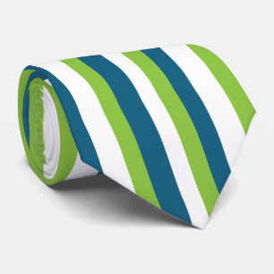 Blue White Green Vertical Stripes  Tie