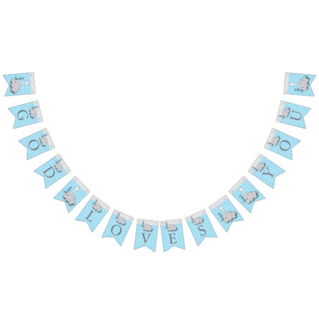 Blue, White Grey 🐘 Elephant Baby - Baptisms Bunting (All)
