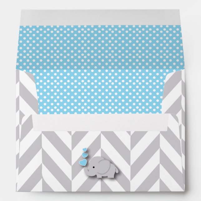 Blue, White Grey Elephant Baby Shower Envelopes (Back (Bottom))