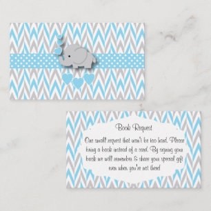 Blue White Grey Elephant  Book Request Enclosure Card