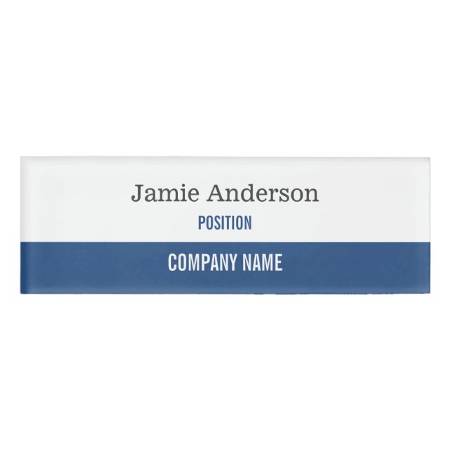 Blue White & Grey Professional Name Tag (Front)