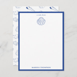 Blue White Hand Drawn Sea Shells Beach Summer  Card