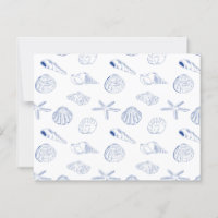 Blue White Hand Drawn Sea Shells Beach Summer