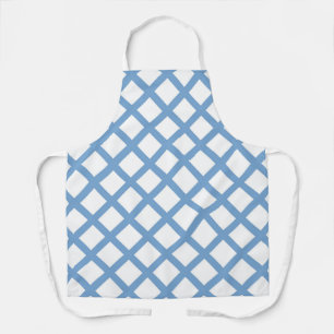 Blue White Harlequin Diamond Stripe Pattern Apron