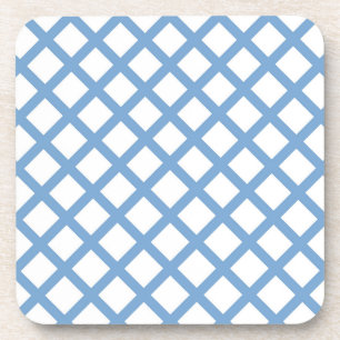 Blue White Harlequin Diamond Stripe Pattern Coaster