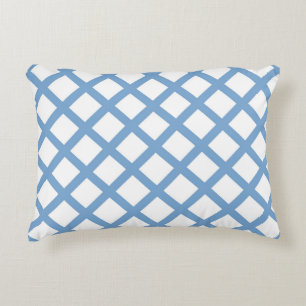 Blue White Harlequin Diamond Stripe Pattern Decorative Cushion