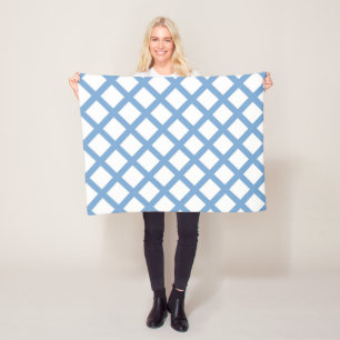 Blue White Harlequin Diamond Stripe Pattern Fleece Blanket