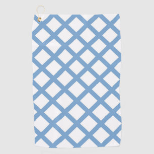 Blue White Harlequin Diamond Stripe Pattern Golf Towel