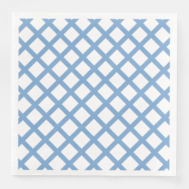Blue White Harlequin Diamond Stripe Pattern Napkin (Front)