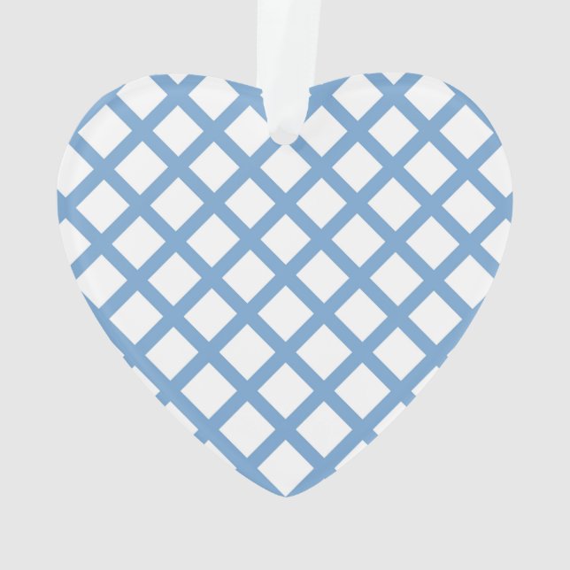 Blue White Harlequin Diamond Stripe Pattern Ornament (Back)