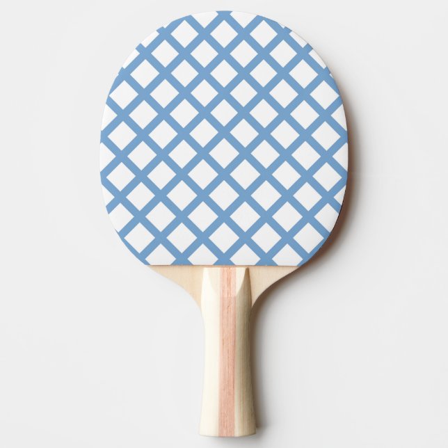 Blue White Harlequin Diamond Stripe Pattern Ping Pong Paddle (Front)