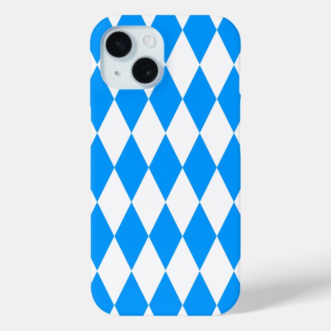 Blue White Harlequin Diamonds Checkers Design  Case-Mate iPhone Case (Back)