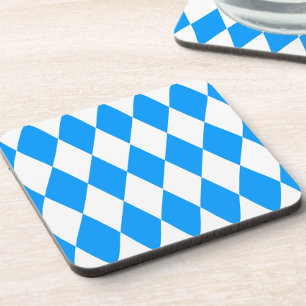 Blue White Harlequin Diamonds Checkers Design Coaster