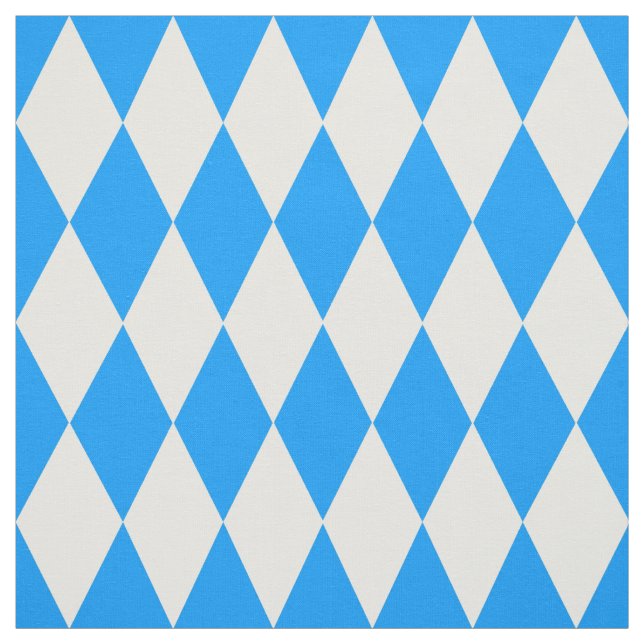 Blue White Harlequin Diamonds Checkers Design  Fabric (Swatch)