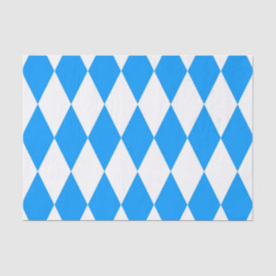 Blue White Harlequin Diamonds Checkers Design Tissue Paper
