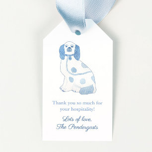 Blue & White Hearth Spaniel Pottery Dog Hostess Gift Tags