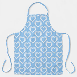 Blue White Hearts Pattern Apron
