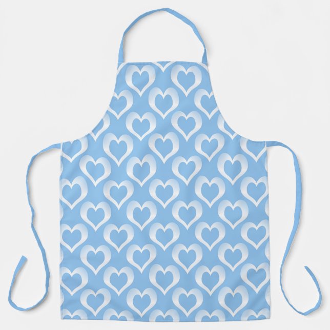 Blue White Hearts Pattern Apron (Front)