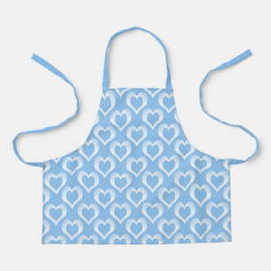 Blue White Hearts Pattern Apron