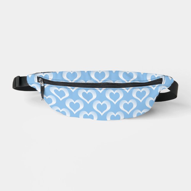 Blue White Hearts Pattern Bum Bags (Front)