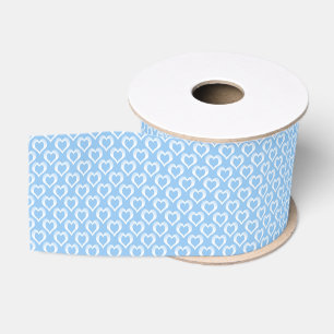 Blue White Hearts Pattern Grosgrain Ribbon