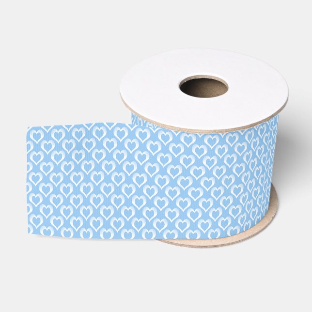 Blue White Hearts Pattern Grosgrain Ribbon (Spool)