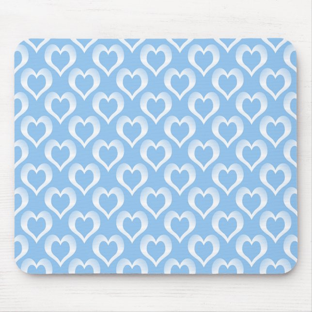 Blue White Hearts Pattern Mouse Pad (Front)