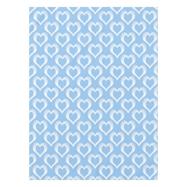 Blue White Hearts Pattern Tablecloth (Front)