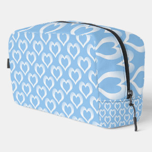 Blue White Hearts Pattern Toiletry Bag