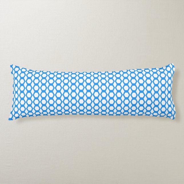 Blue White Hexagon Pattern Body Cushion (Front)