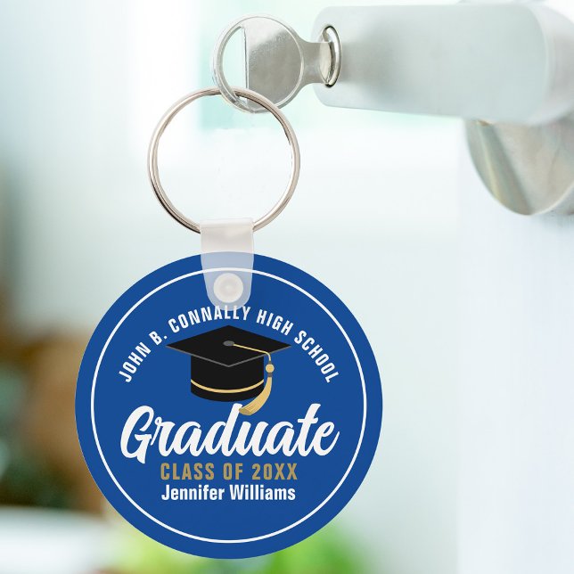 Blue White High School Graduate Personalised 2023 Key Ring (Creator Uploaded)