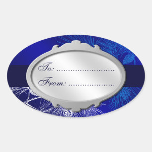 Blue White Holiday Custom Gift Tag Stickers