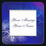 Blue White Holiday Custom Stickers<br><div class="desc">A holiday theme forest green background with a blue and green pine pattern created from a vintage etching.  Add your own personal message to this sticker!</div>