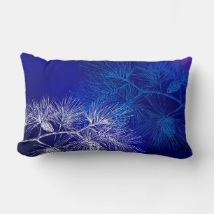 Blue White Holiday Pine Throw Pillow