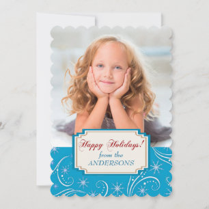 Blue White Holiday Swirls Photo Template