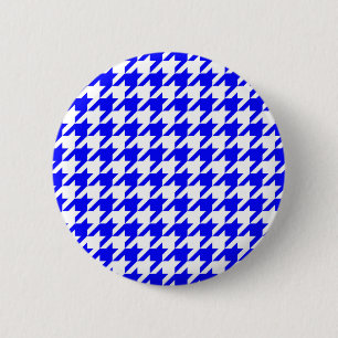 Blue White Houndstooth Check 6 Cm Round Badge