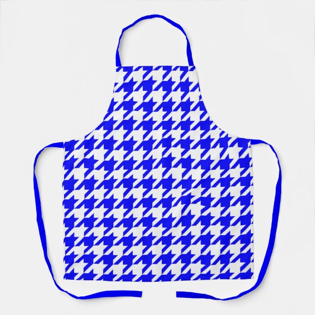 Blue White Houndstooth Check Apron (Front)