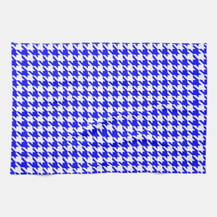 Blue White Houndstooth Check Tea Towel