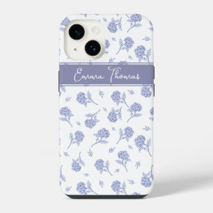 Blue & White Hydrangea Botanical Toile Pattern  iPhone 14 Case